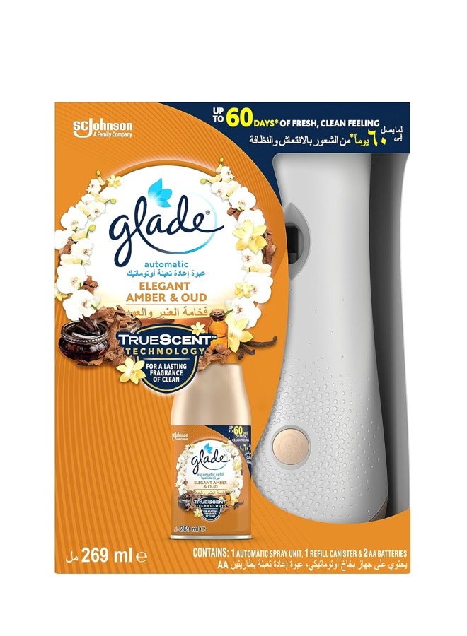 Glade Automatic Spray Holder With Elegant Amber & Oud Air Freshener