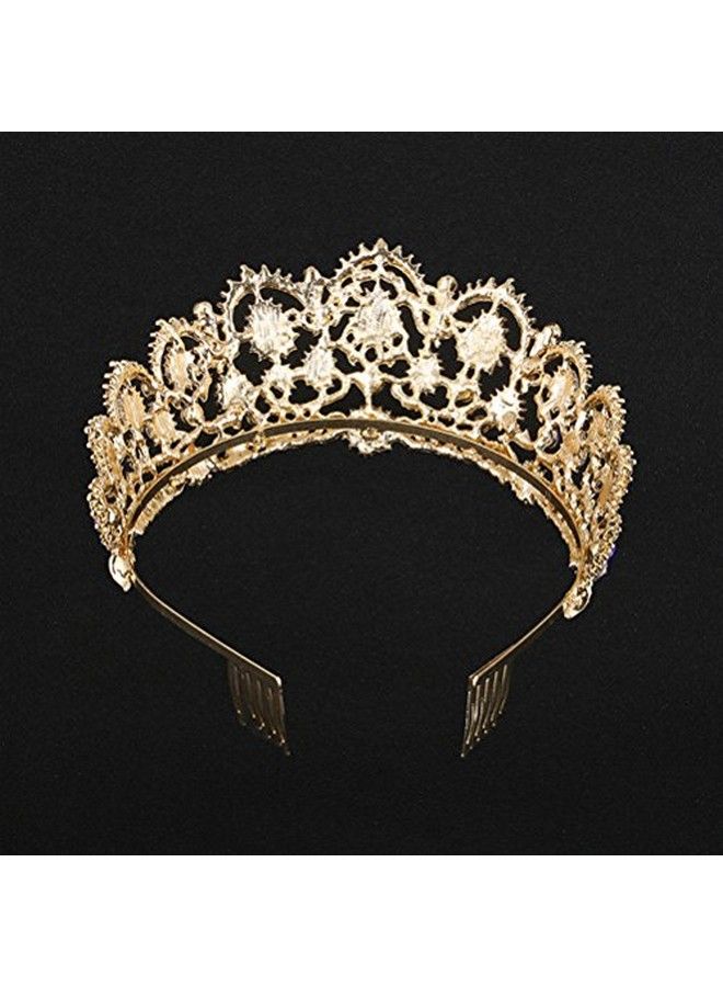 Korean Water Drill Bride Crown Top Hair Tiara Bridal Hair Accessories For Woman Girl (Blue)