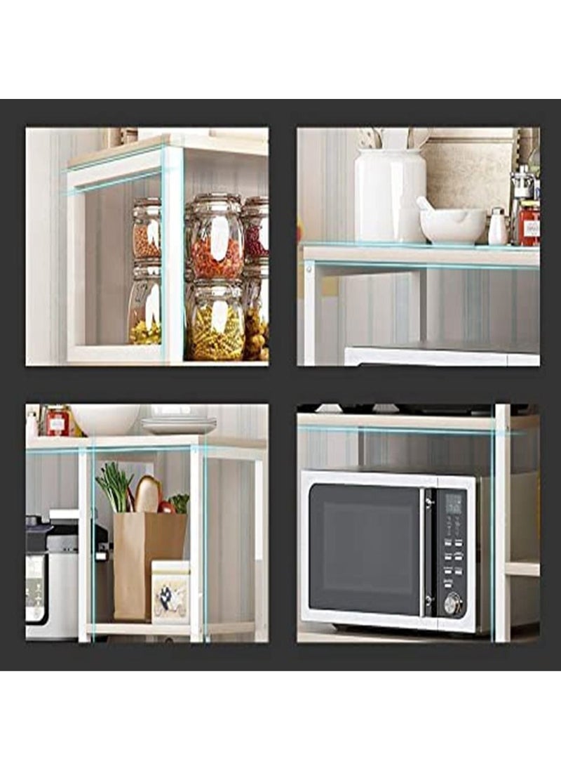 5-Tier Kitchen Storage Shelf Microwave Oven Stand Rack Spice Organizer with Storage Cabinet Large Storage Rack for Home Hotel Living Room Bathroom and Office