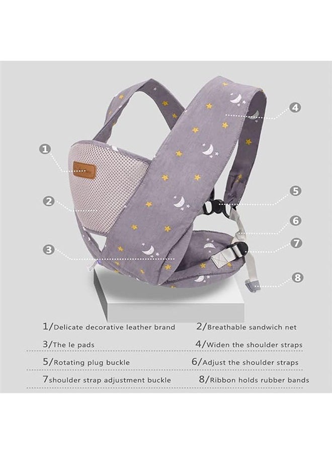 Ergonomic Adjustable Infant Front And Back Carrier For Newborn Baby, 3 Months To 3 Years Old, 0 - 15 Kg, Grey