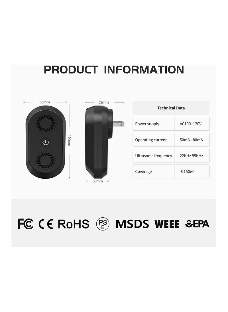 2 Pcs Ultrasonic Pest Repeller Indoor Anti Insect Plug in Control Electronic Moths Repellent Against