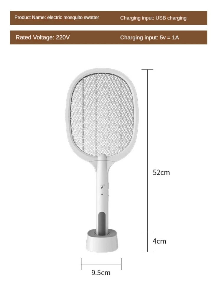 USB Rechargeable Electric Fly Swatter 1200mah With Charging Base Home Night Lamp 3000 Volt Mosquito Zapper Indoor Mosquito Killer & Insect Killer Against Flies Moths