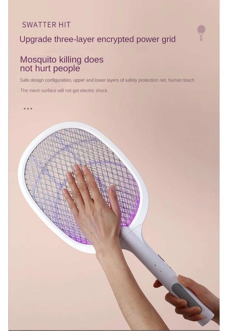 USB Rechargeable Electric Fly Swatter 1200mah With Charging Base Home Night Lamp 3000 Volt Mosquito Zapper Indoor Mosquito Killer & Insect Killer Against Flies Moths