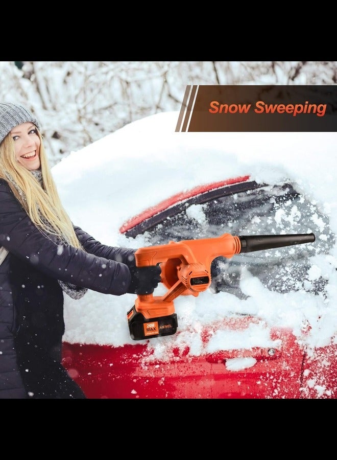 20V Cordless Leaf Blower with 4.0 Ah Battery, 2 in 1 Sweeper/Vacuum Variable Speed Electric Leaf Blower for Blowing Leaf/Snow, Computer Host, Work Around The House