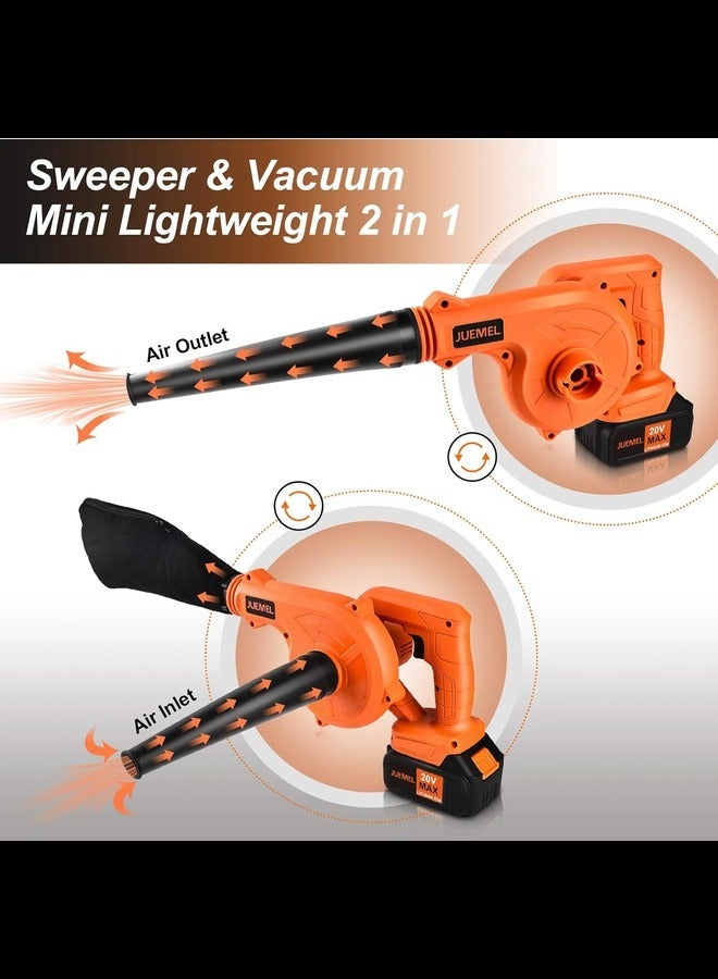 20V Cordless Leaf Blower with 4.0 Ah Battery, 2 in 1 Sweeper/Vacuum Variable Speed Electric Leaf Blower for Blowing Leaf/Snow, Computer Host, Work Around The House