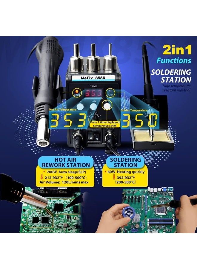 8586 Soldering Station 2 In 1 Functions Electric Iron Smd Hot Air Gun