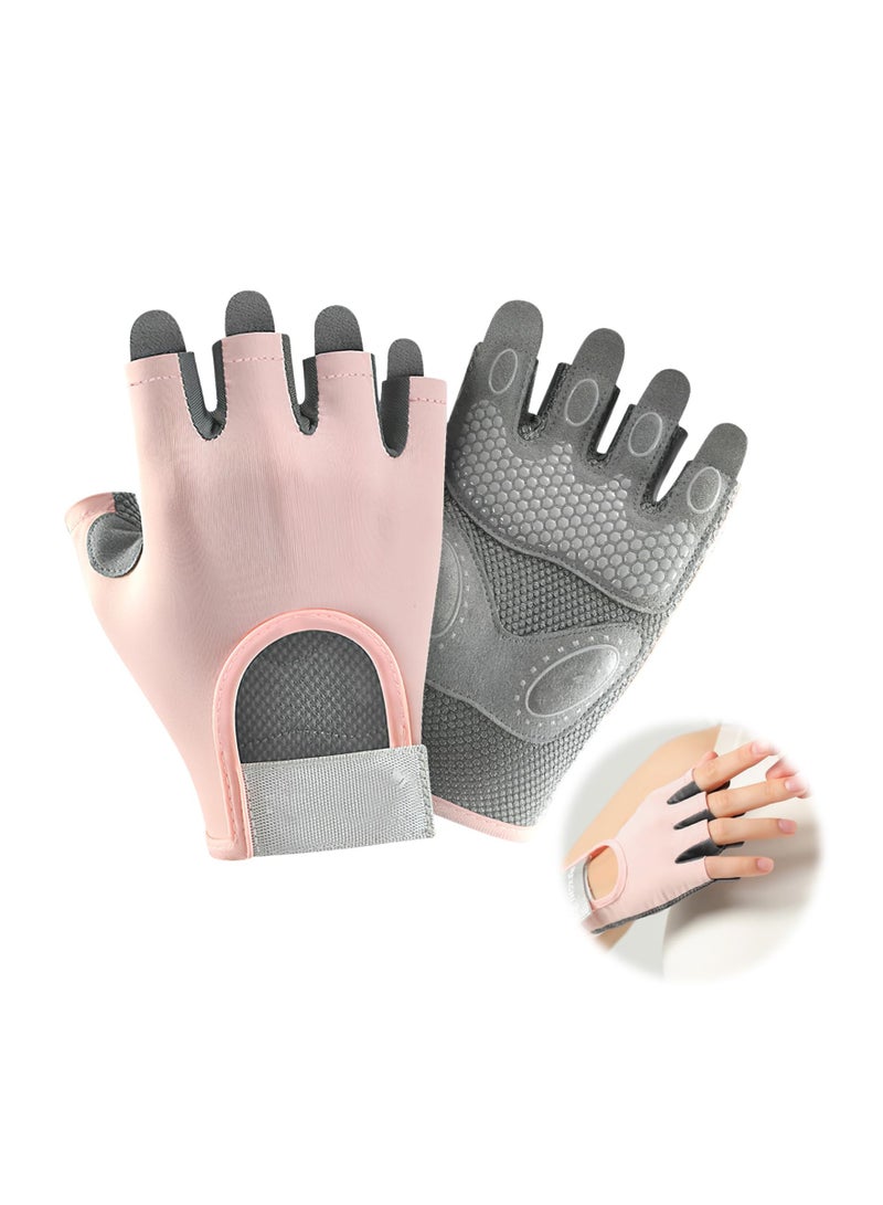 Women's Weight Lifting Gloves - Fingerless Silicone Training Gloves with Extra Grip and Breathable Design for Fitness, Rowing, Pull-Ups, and Cycling