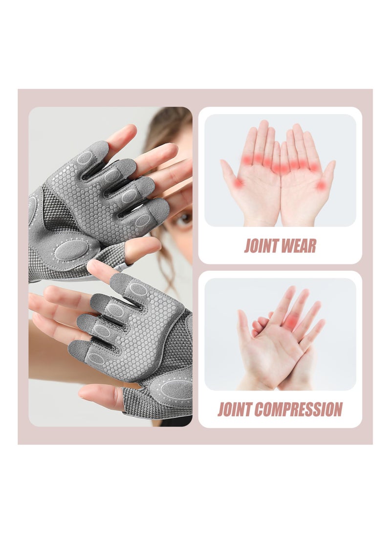 Women's Weight Lifting Gloves - Fingerless Silicone Training Gloves with Extra Grip and Breathable Design for Fitness, Rowing, Pull-Ups, and Cycling