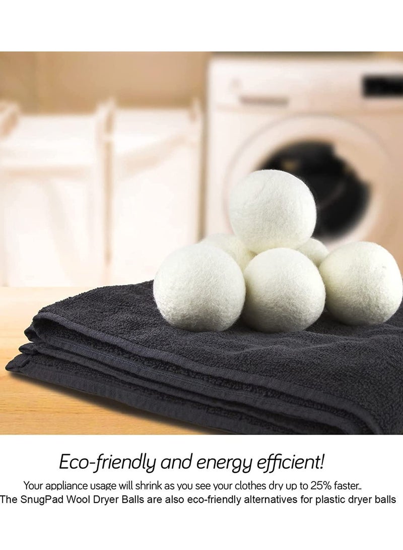 Wool Dryer Balls, Wool Balls Clothes Dryer Laundry Softener Dehumidification Decrease Drying Time Washing Reusable Static Free, Baby Safe, Saving Energy and Time, White 6 Count