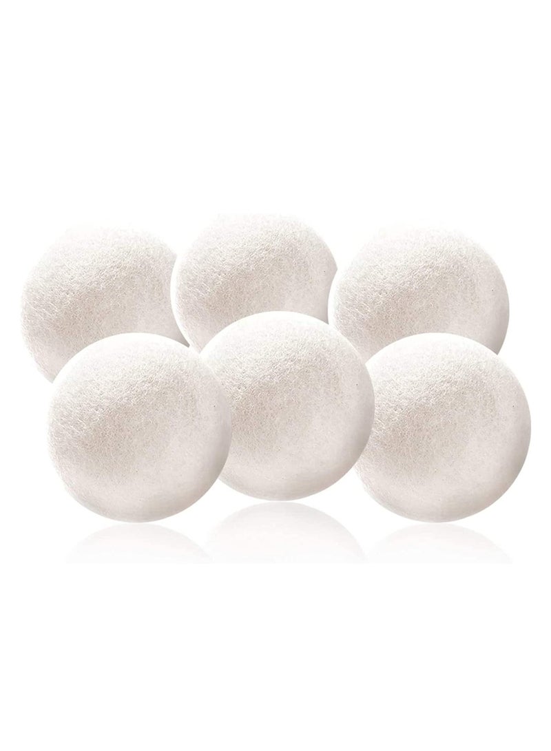 Wool Dryer Balls, Wool Balls Clothes Dryer Laundry Softener Dehumidification Decrease Drying Time Washing Reusable Static Free, Baby Safe, Saving Energy and Time, White 6 Count
