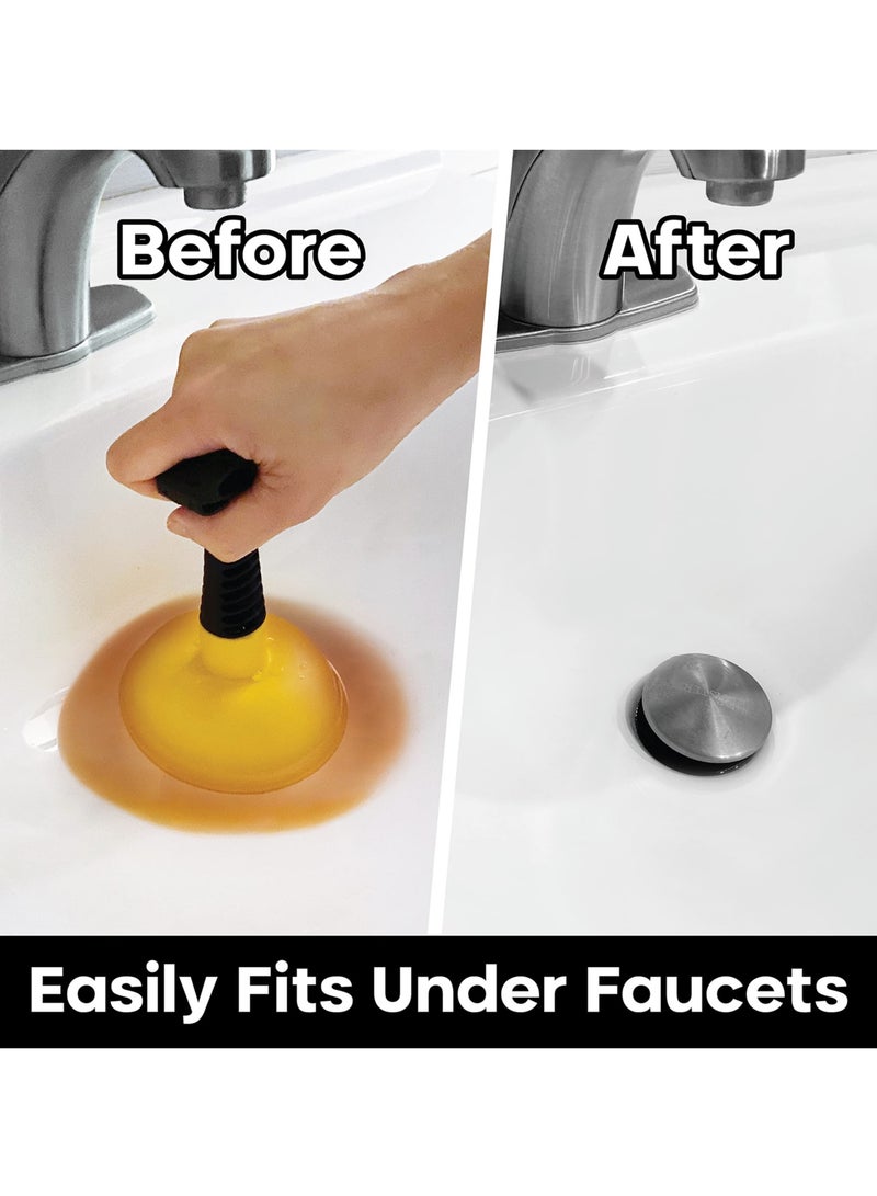 Powerful Mini Sink Plunger with Short Handle, 2Pcs Unclogging Tool for Bathroom Drains, Shower, Bathtub, Toilet, RV, and Kitchen Sink