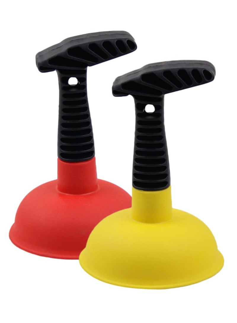 Powerful Mini Sink Plunger with Short Handle, 2Pcs Unclogging Tool for Bathroom Drains, Shower, Bathtub, Toilet, RV, and Kitchen Sink