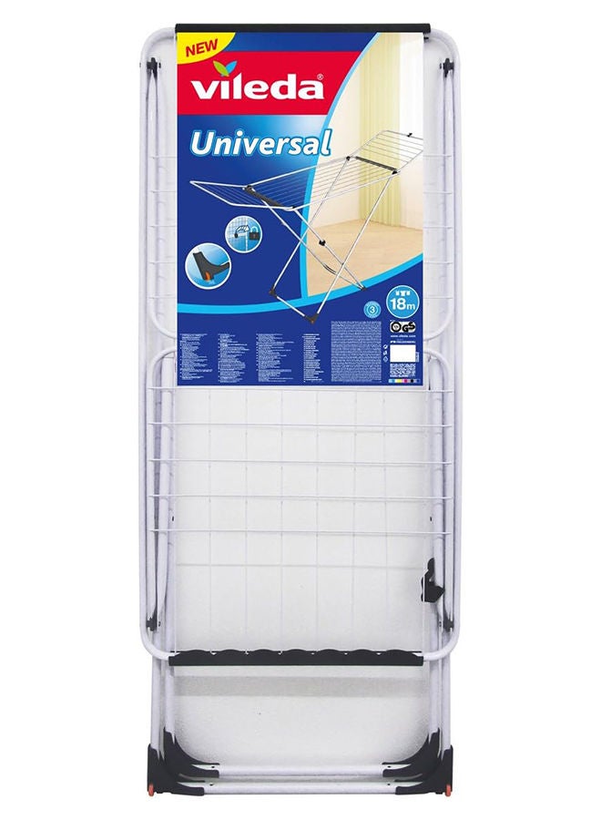 Vileda Universal Steel X-Leg Indoor Cloth Dryer 18M, Reinforced steel, Extendable wings, Slim, Mobile design, White