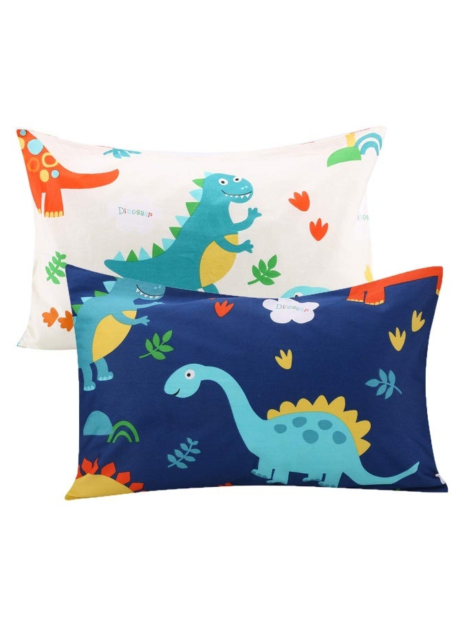 Pillowcase 2 Pack 100 Polyester Dinosaur Design Fits Pillows 13X18 Or 12X16 Inch Toddler Pillow Cover For Kids Bedding Breathable Soft Indoor 400 Thread Count Pillowcase Set