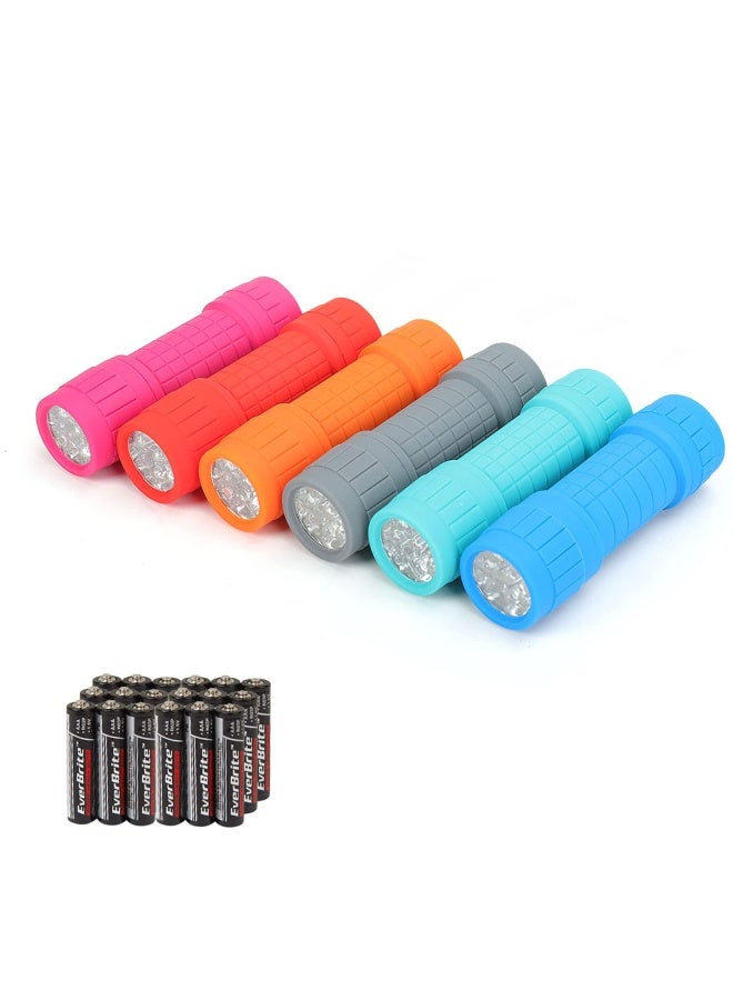 9-Led Flashlight 6-Pack Compact Handheld Torch Assorted Colors With Lanyard 3Aaa Battery Included Hurricane Supplies Camping Gift To Halloween Charismas