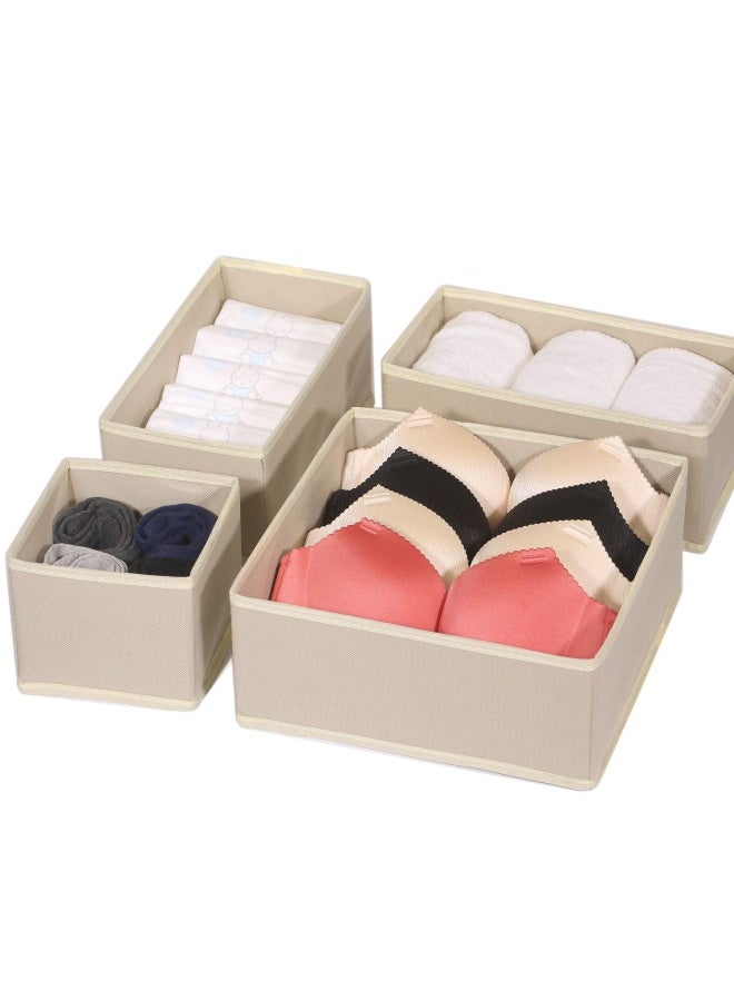 Diommell  9 Pack Foldable Cloth Storage Box Closet Dresser Drawer Organizer Fabric Baskets Bins Containers Divider For Baby Clothes Underwear Bras Socks Lingerie Clothing Beige 333