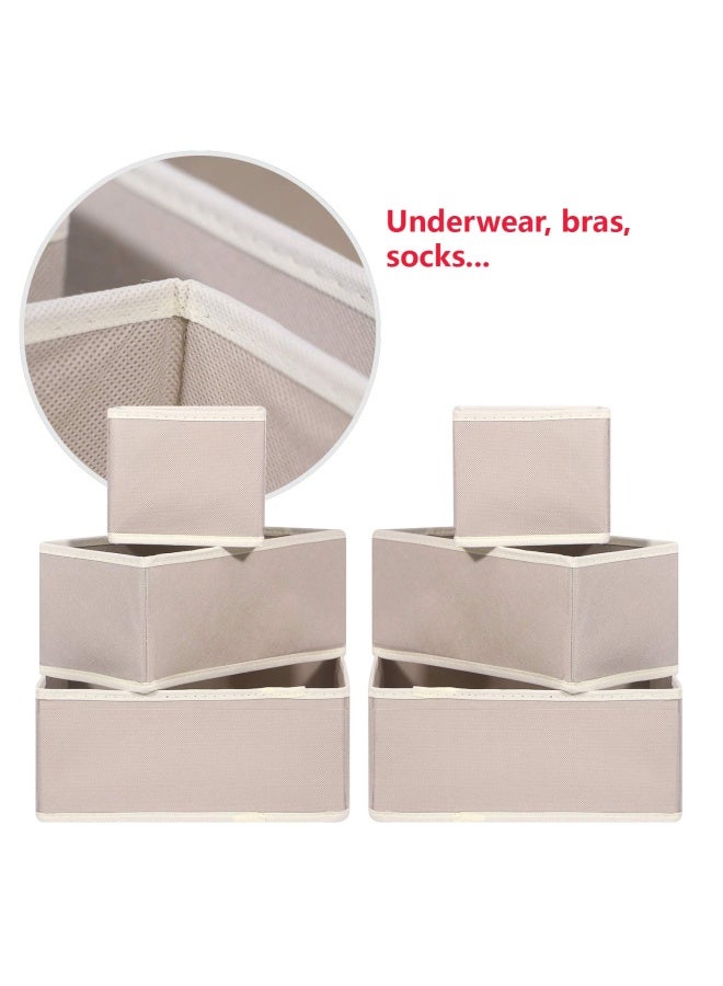 Diommell  9 Pack Foldable Cloth Storage Box Closet Dresser Drawer Organizer Fabric Baskets Bins Containers Divider For Baby Clothes Underwear Bras Socks Lingerie Clothing Beige 333