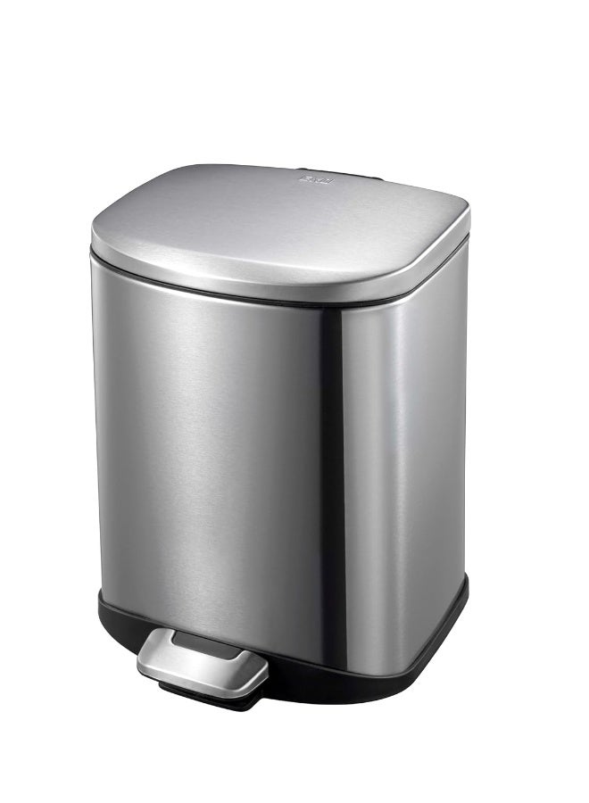 Eko Della Step Bin With Soft Close Lid Stainless Steel Finish Pedal Bin Rectangular Hands-Free Kitchen Garbage Trash Can With Removable Inner Bucket Waste Bin For Office And Home