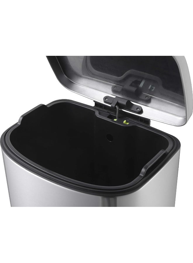 Eko Della Step Bin With Soft Close Lid Stainless Steel Finish Pedal Bin Rectangular Hands-Free Kitchen Garbage Trash Can With Removable Inner Bucket Waste Bin For Office And Home
