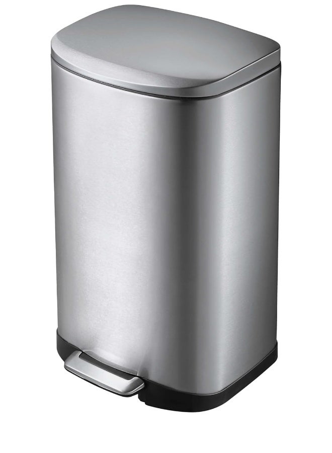 Eko Della Step Bin With Soft Close Lid Stainless Steel Finish Pedal Bin Rectangular Hands-Free Kitchen Garbage Trash Can With Removable Inner Bucket Waste Bin For Office And Home