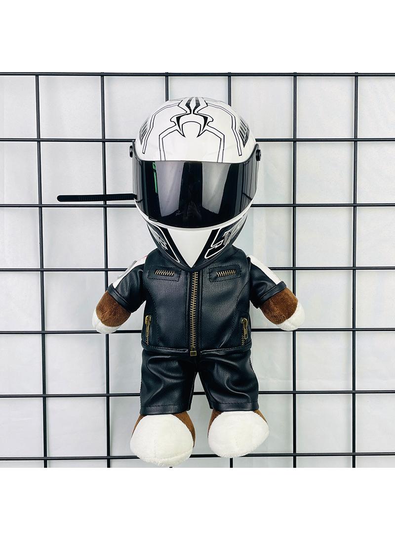 Mini Style Full Face Plush Toy Helmet Motorcycle Lover’s Small Racing Crash Helmet Souvenir Ornament Desk Decorator Motorsport Fans Gift 30cm