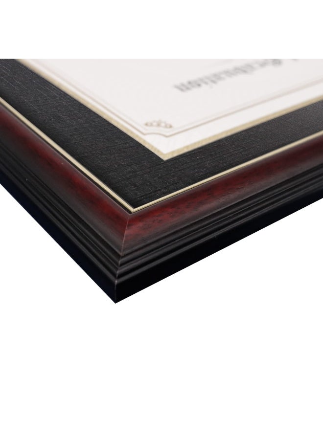 11X14 Diploma Frame For 8.5X11 Certificate Real Wood And Uv Protection Acrylic Cherry Finish With Gold Trim Black And Gold Mat