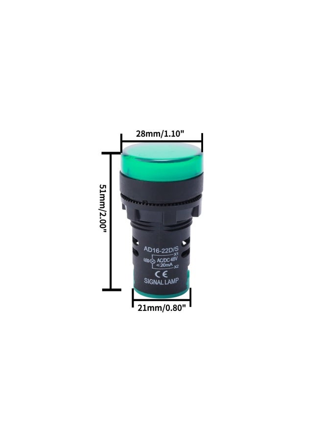 Green Led Pilot Light Panel Indicator 48V 10Pieces