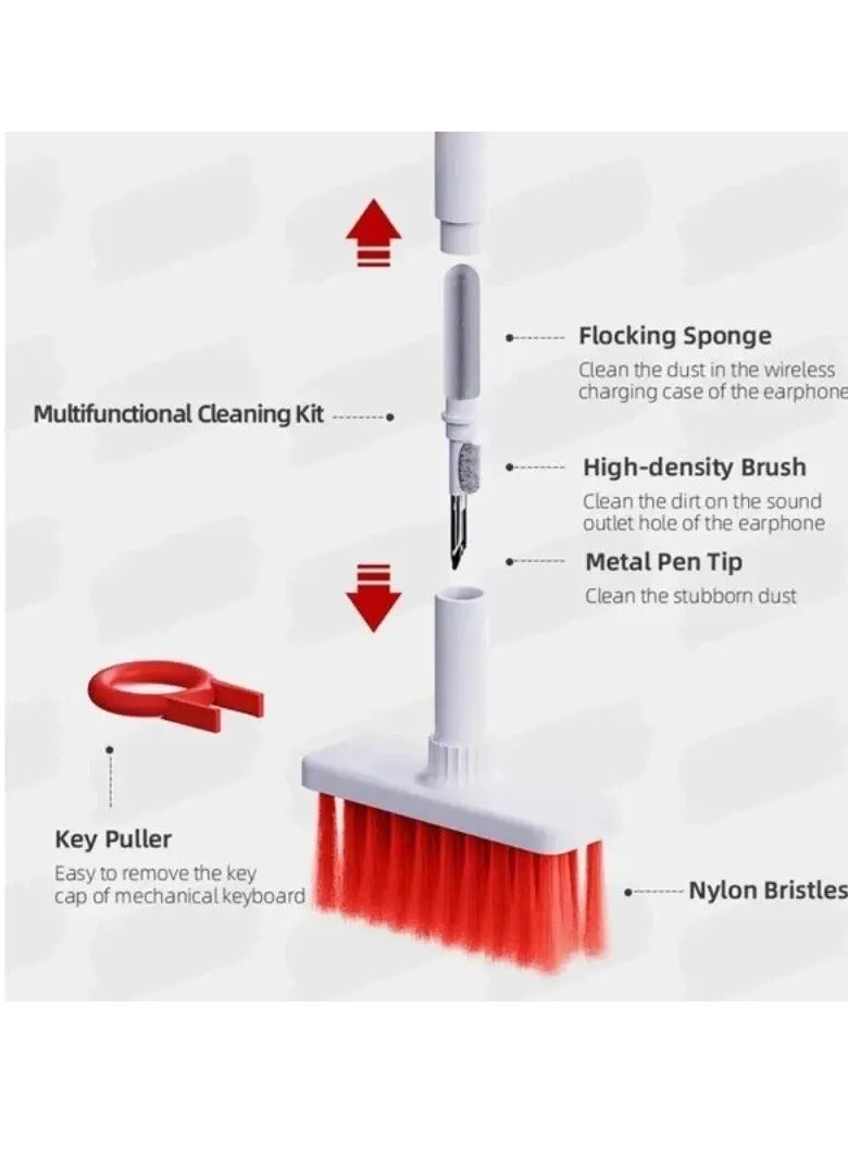 Keyboard Cleaning Brush 5 in 1 Multifunction Cleaner Kit For Bluetooth Airpod Case Pro 3 2 1 Earbuds Cleaning Tool Keycap Puller Cleaner Pen For Watch Laptop Phone Camera VR