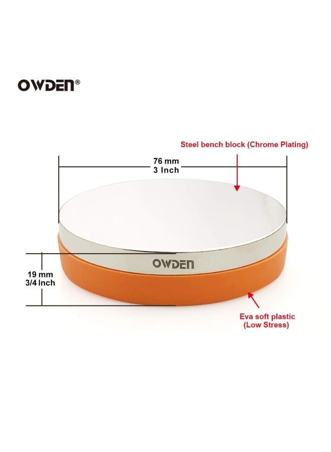 OWDEN Professional Jewelry metal stamps hammer with 2 replace hammer heads No-Rebound steel bench block set Jewelry stamping working tools Metal letter punch for brass aluminium copper leather marks.