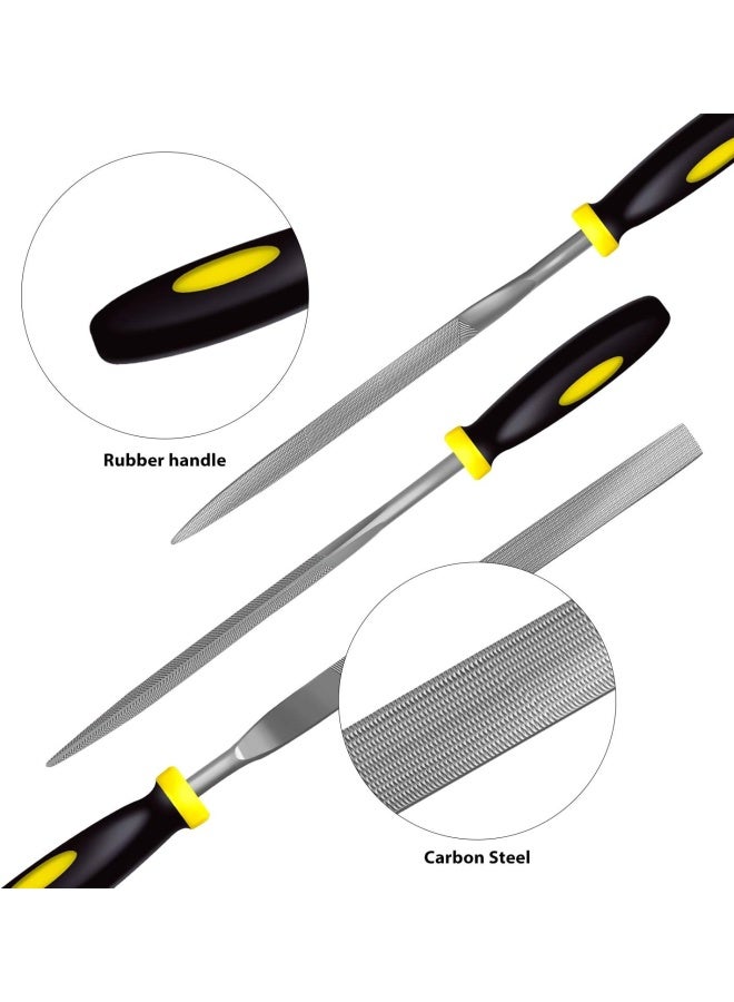 Kapoua Needle File Set, 6 Pieces Hand Metal Files, Hardened Alloy Strength Steel Set Includes Flat, Flat Warding, Square, Triangular, Round, And Half-Round File