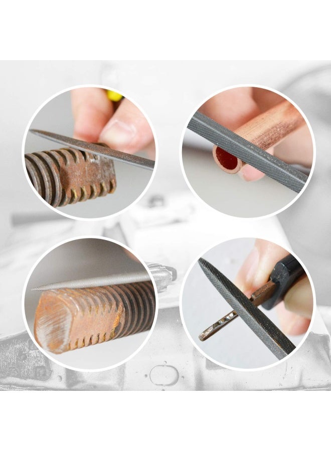 Kapoua Needle File Set, 6 Pieces Hand Metal Files, Hardened Alloy Strength Steel Set Includes Flat, Flat Warding, Square, Triangular, Round, And Half-Round File
