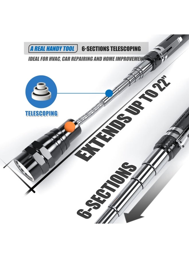 Vibelite  Extendable Magnetic Flashlight With Telescoping Magnet Pickup Tool-Cool Gadgets Gifts Idea And Fathers Day Dad Gifts For Men Husband Dad Father Mechanic Tech Handyman Him Women