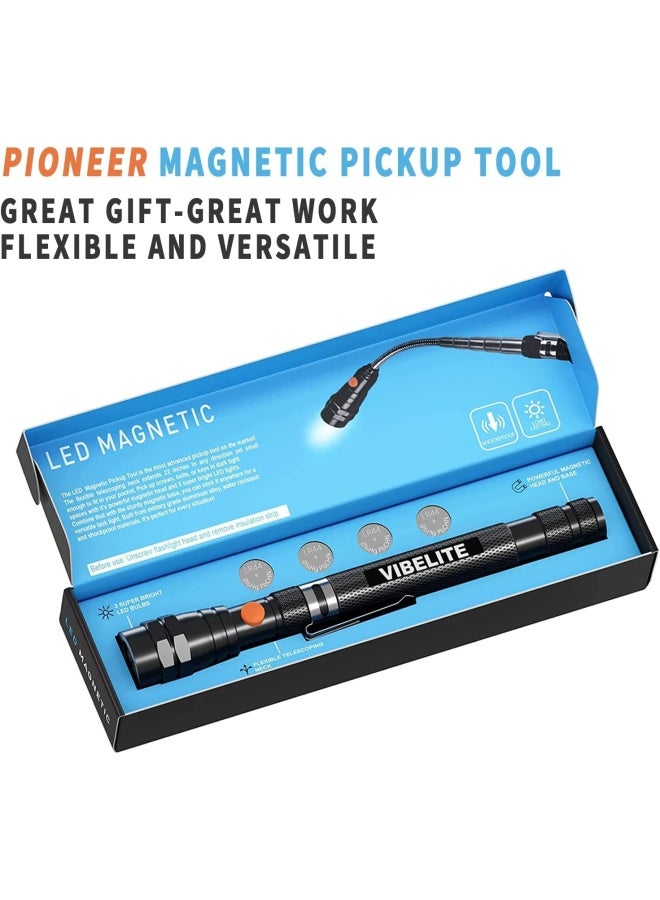 Vibelite  Extendable Magnetic Flashlight With Telescoping Magnet Pickup Tool-Cool Gadgets Gifts Idea And Fathers Day Dad Gifts For Men Husband Dad Father Mechanic Tech Handyman Him Women