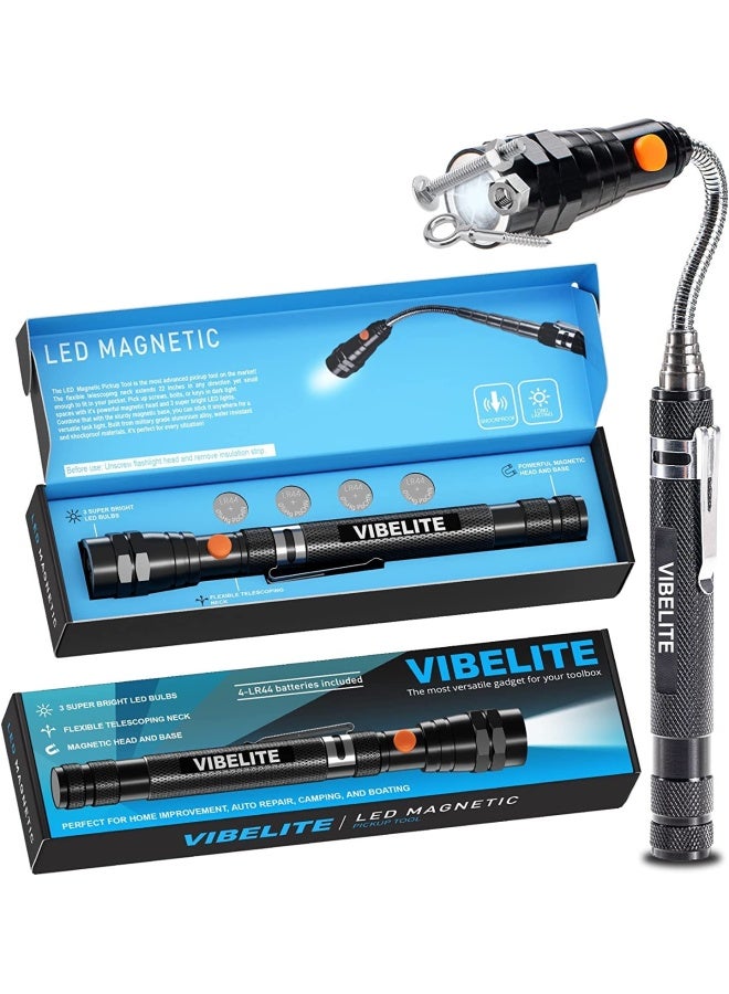 Vibelite  Extendable Magnetic Flashlight With Telescoping Magnet Pickup Tool-Cool Gadgets Gifts Idea And Fathers Day Dad Gifts For Men Husband Dad Father Mechanic Tech Handyman Him Women