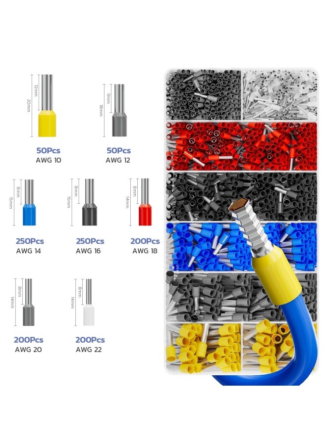 Haisstronica Ferrule Crimping Tool Kit Wire Ferrules Crimper With 1200 Pieces Ferrule Awg 23 10 Wire End Ferrule Terminals