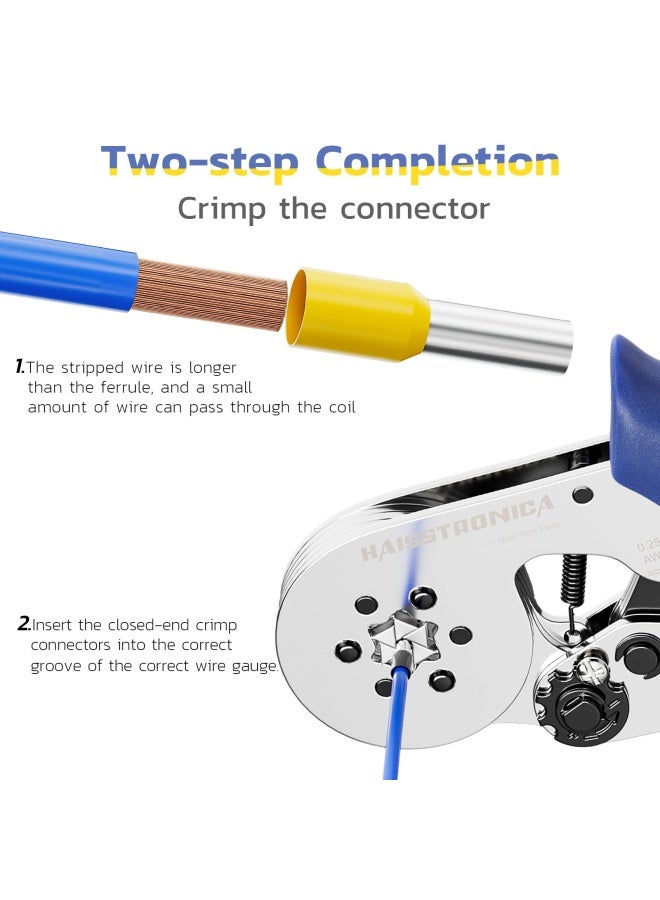 Haisstronica Ferrule Crimping Tool Kit Wire Ferrules Crimper With 1200 Pieces Ferrule Awg 23 10 Wire End Ferrule Terminals