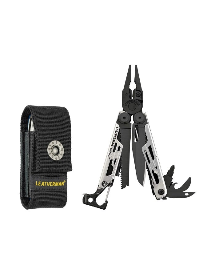 Signal Camping Multitool With Fire Starter Hammer And Emergency Whistle Made In The Usa Limited Edition Black Silver