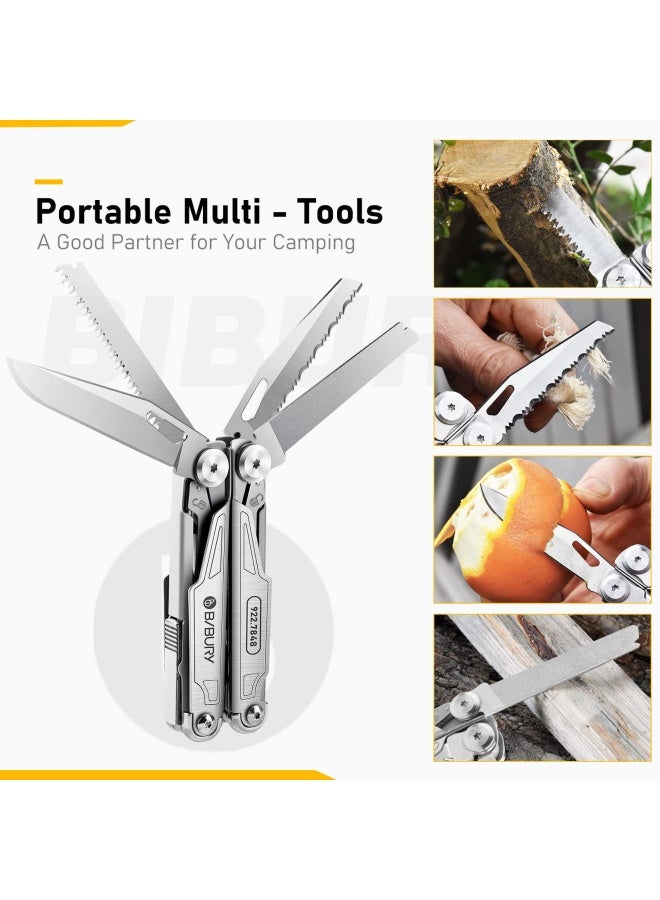 Gi Feet S For Men Dad  Multitool 19 In 1 Stainless Steel Multi Tool With Fold Able Pliers Screwdriver Sleeve Scissors Nylon Pouch Muti Tool For Camping Survival Hiking Hunting Repairing