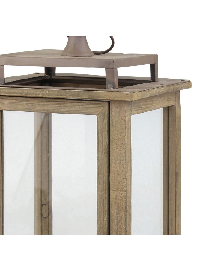 18 Inch Rustic Wooden Candle Hurricane Lantern For Table Top Mantle Wall Hanging Or Garden Display Indoor And Outdoor Use Extra Large