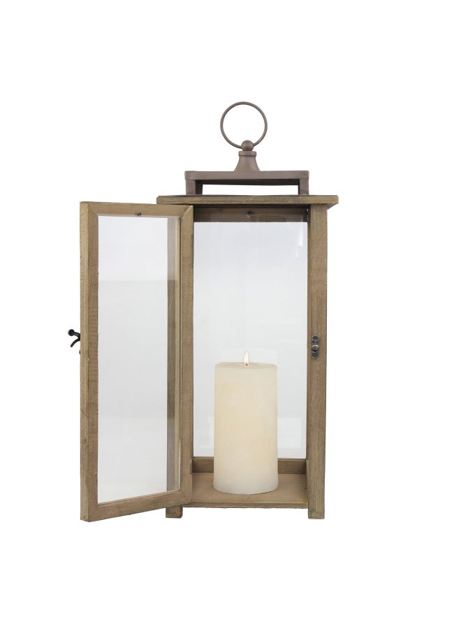 18 Inch Rustic Wooden Candle Hurricane Lantern For Table Top Mantle Wall Hanging Or Garden Display Indoor And Outdoor Use Extra Large