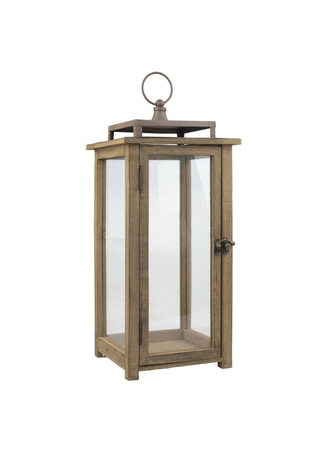 18 Inch Rustic Wooden Candle Hurricane Lantern For Table Top Mantle Wall Hanging Or Garden Display Indoor And Outdoor Use Extra Large