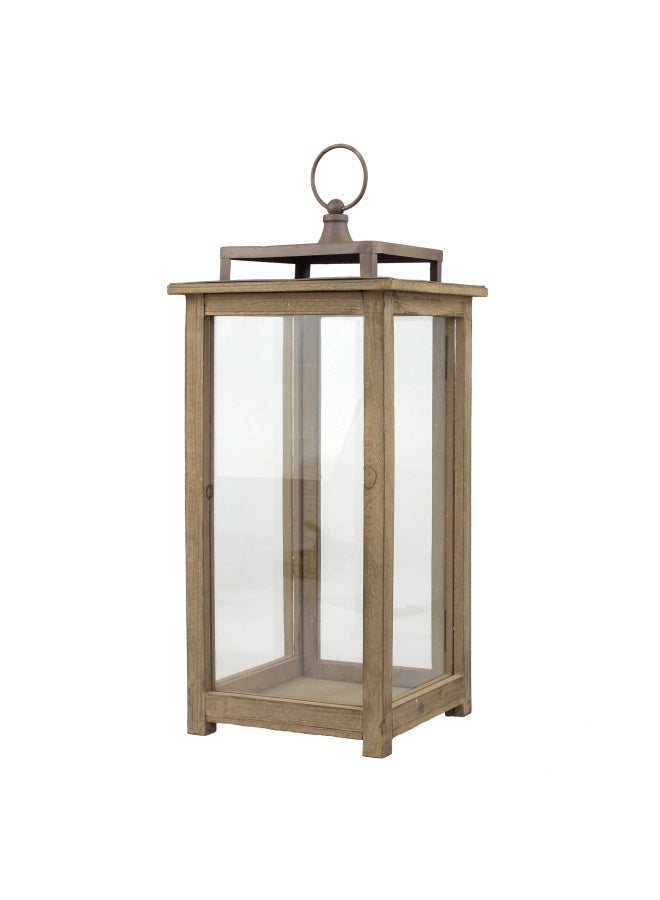 18 Inch Rustic Wooden Candle Hurricane Lantern For Table Top Mantle Wall Hanging Or Garden Display Indoor And Outdoor Use Extra Large