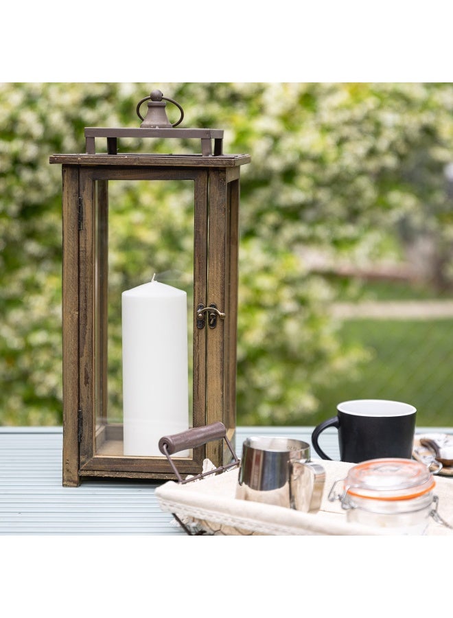 18 Inch Rustic Wooden Candle Hurricane Lantern For Table Top Mantle Wall Hanging Or Garden Display Indoor And Outdoor Use Extra Large