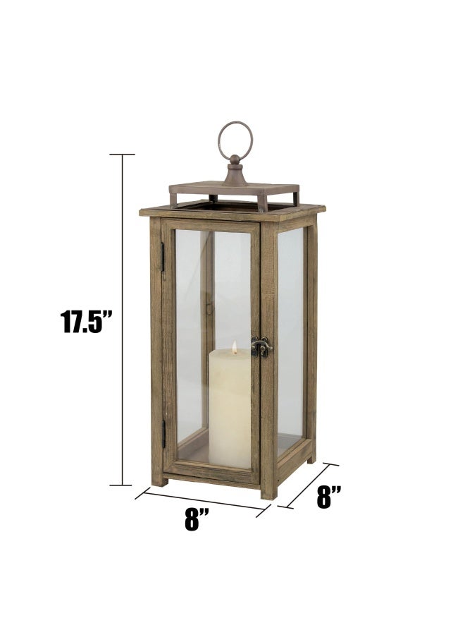 18 Inch Rustic Wooden Candle Hurricane Lantern For Table Top Mantle Wall Hanging Or Garden Display Indoor And Outdoor Use Extra Large