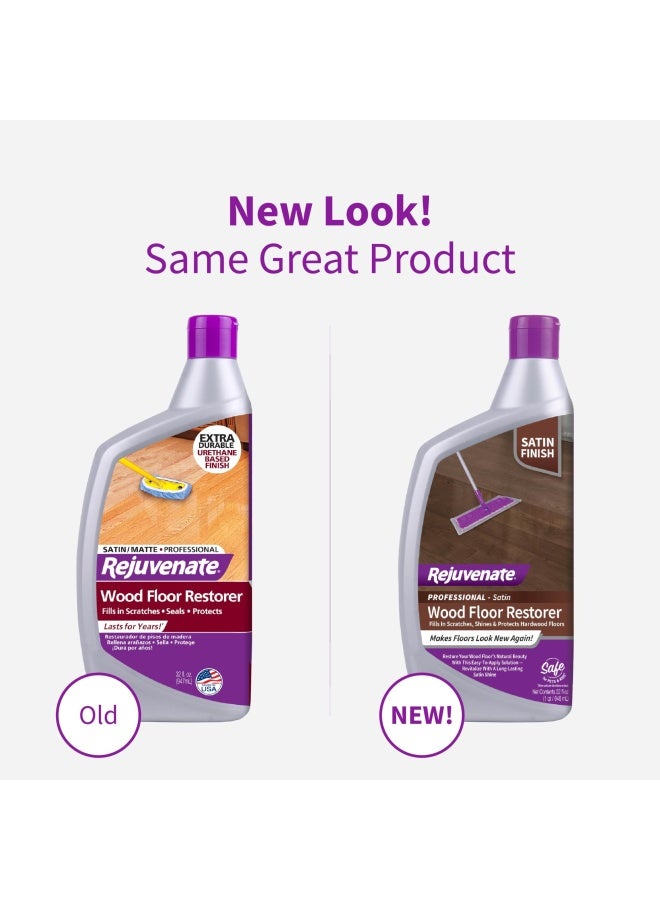 Rejuvenate Professional Wood Floor Restorer and Polish with Durable Finish Easy Mop On Application Satin Finish 32oz