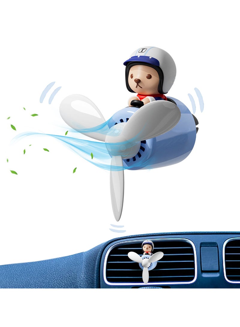 Cartoon Air Freshener for Car, Bear Pilot Car Air Freshener Car Diffuser, Rotating Propeller Automotive Accessories, Outlet Fan Air Diffuser for Car Vent Perfume Automotive Decoration