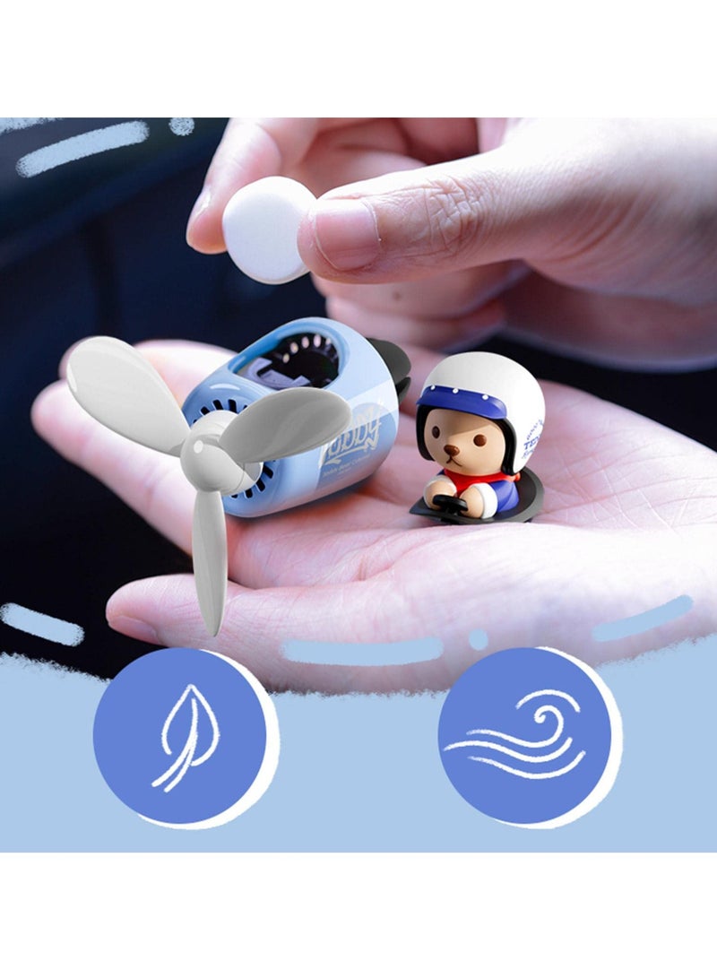 Cartoon Air Freshener for Car, Bear Pilot Car Air Freshener Car Diffuser, Rotating Propeller Automotive Accessories, Outlet Fan Air Diffuser for Car Vent Perfume Automotive Decoration