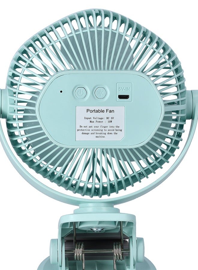 Rechargeable Mini Fan with Hi Power Led Light, Lithium Battery, USB Charging, Charge and Full Charge Indicator, Portable, Lightweight and Baby Friendly KNF5405 Light Green