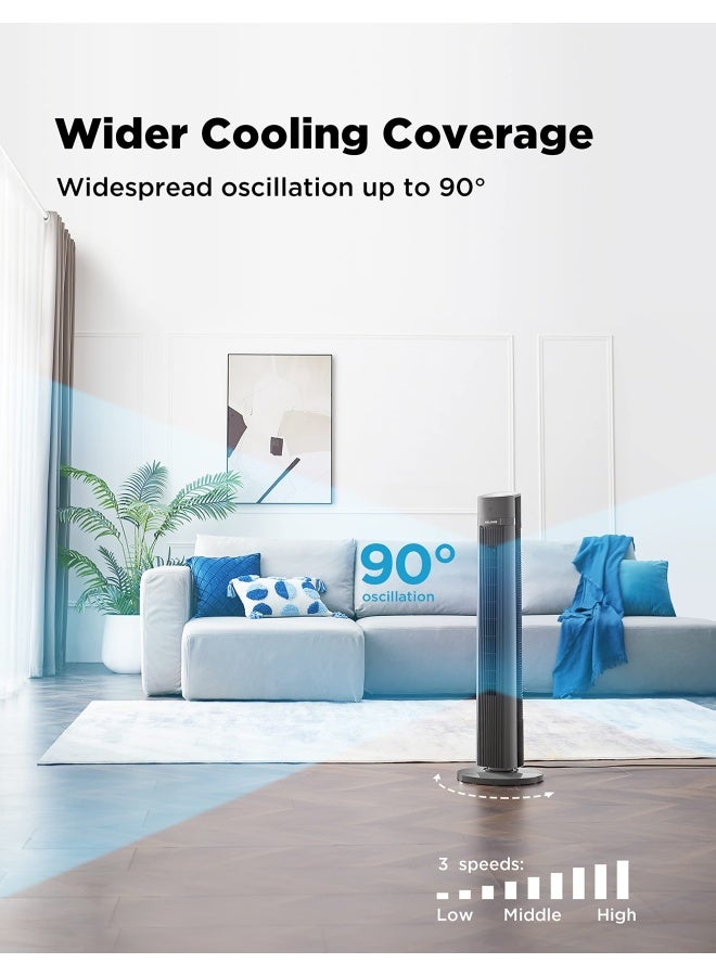 PELONIS 40Oscillating Tower Fan  Remote Control  Quiet Stand Up  3 Speed Settings  3 Modes 15Hour Timer  LED Display  for Bedroom Home Office Use Black