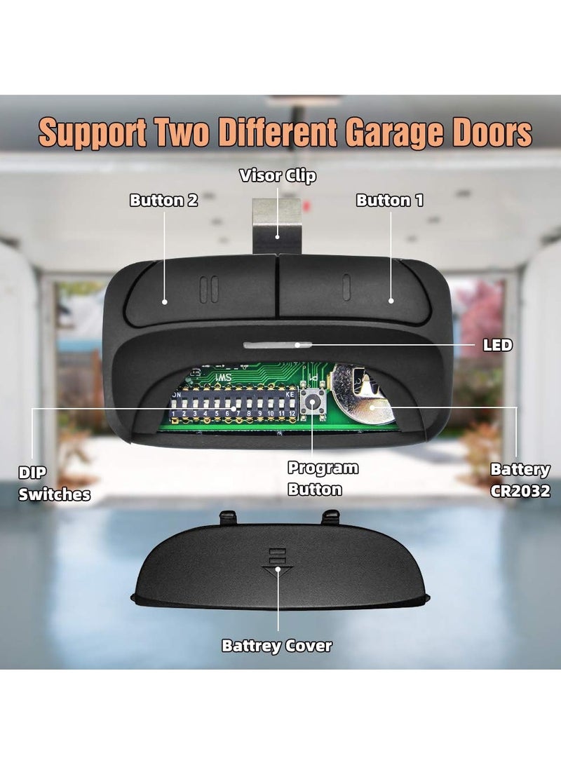 Universal Garage Door Remote Compatible for LiftMaster,Chamberlain,Linear,Stanley,Wayne Dalton,Craftsman and More Garage/Gate Door Opener has Learn Button or DIP Switch on Opener
